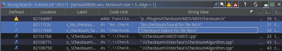 Ghidra String Search